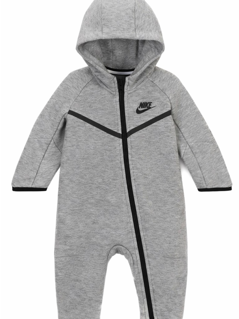 🆕 Nike Grey Hooded Kids Footie with Black Trim